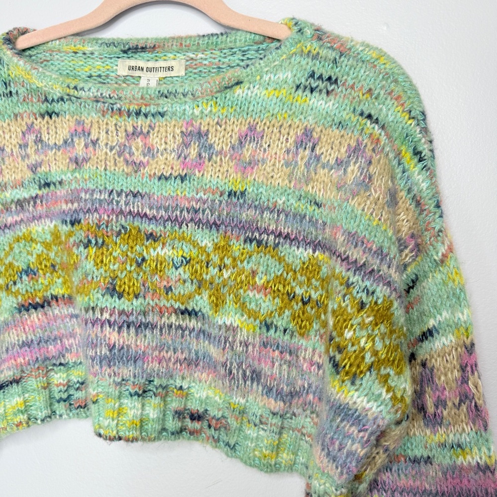 NWT! Urban Outfitters Turner Cropped Fairisle Sweater blue purple size Small - Picture 4 of 9